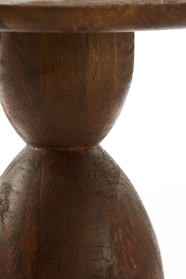 Round 50cm Mango Wood Side Table in Rich Brown Finish