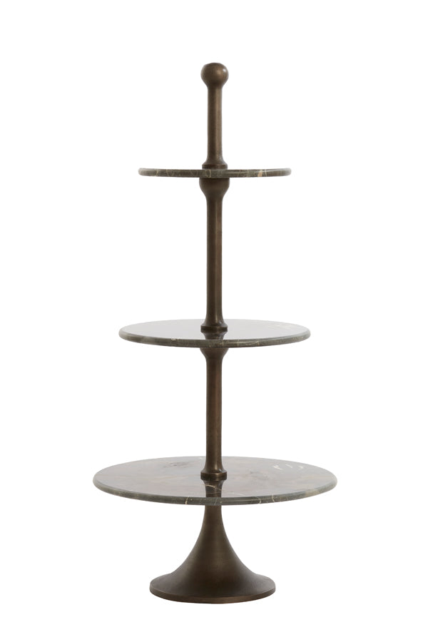 Vermentino Dark Brown Marble 3-Tier Display Stand Ø51x100 cm