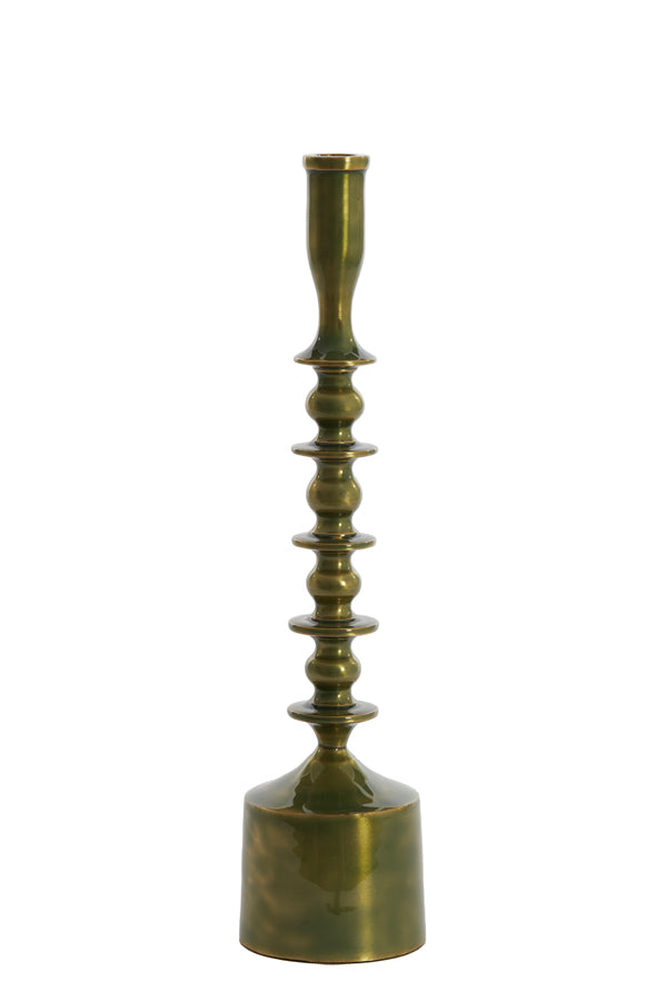 Elegant Green and Gold Tall Candle Holder 10x42.5 cm Merako