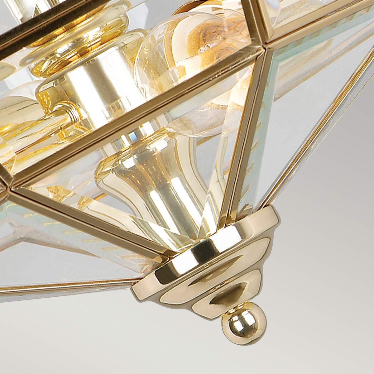 Elegant Old Park Semi-Flush Ceiling Light in Polished Brass