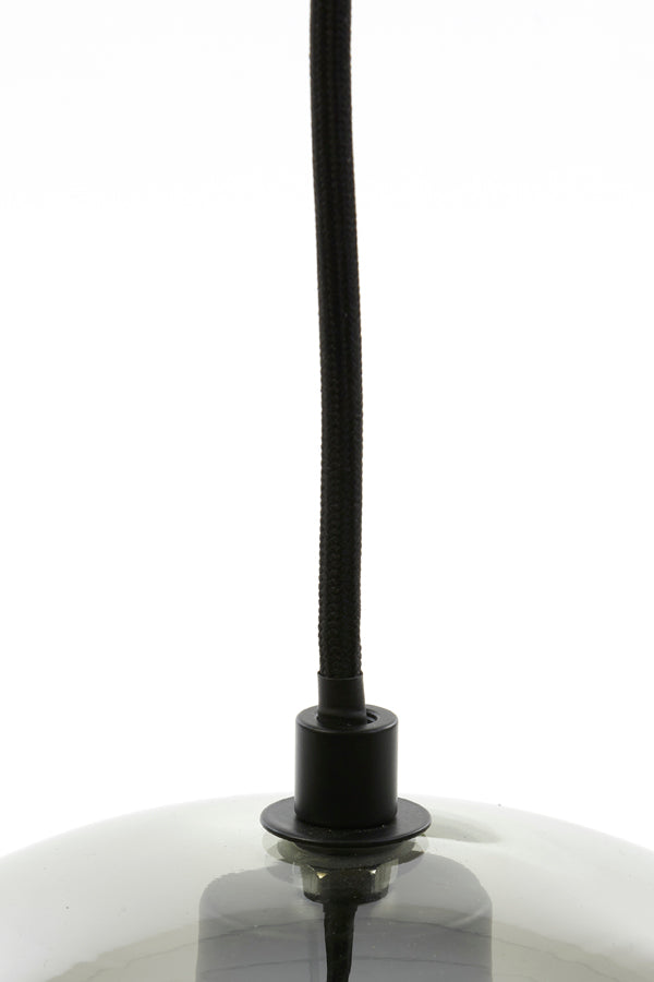 Elegant Black and Smoked Glass Hanging Lamp 25x22.5 cm