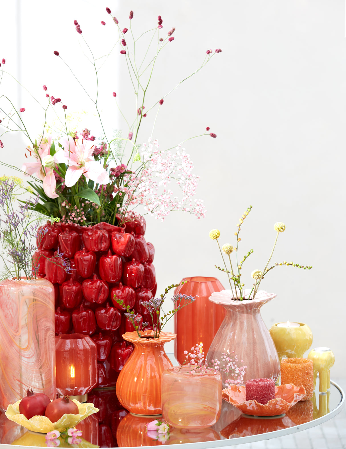 Morita Glass Tealight Holder in Warm Tangerine, Ø8x9.5 cm