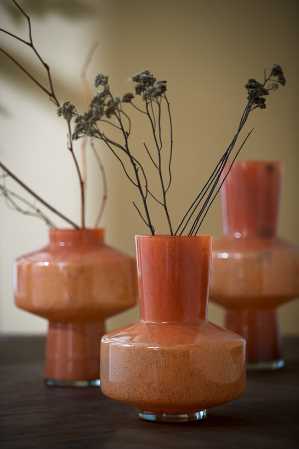 Elegant Peach Glass Vase 23.5x42 cm