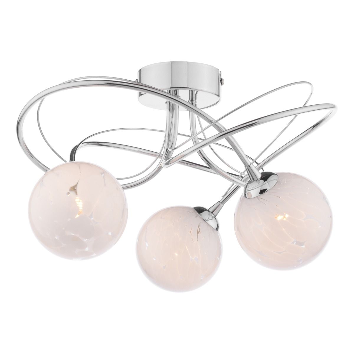 Onawa 3 Light Semi Flush Polished Chrome With White Confetti Glass
