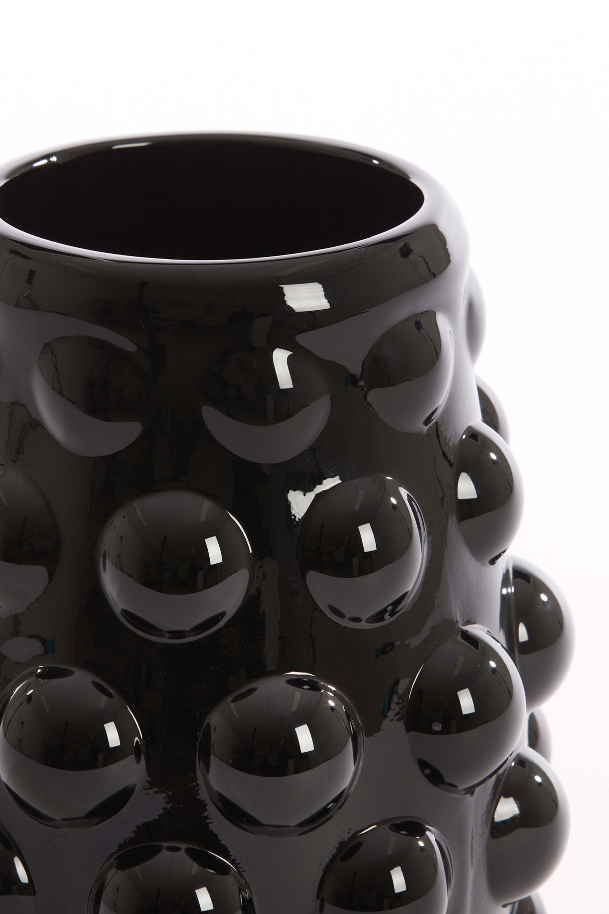 Elegant Black Haroa Glass Vase, Ø15.5x19 cm