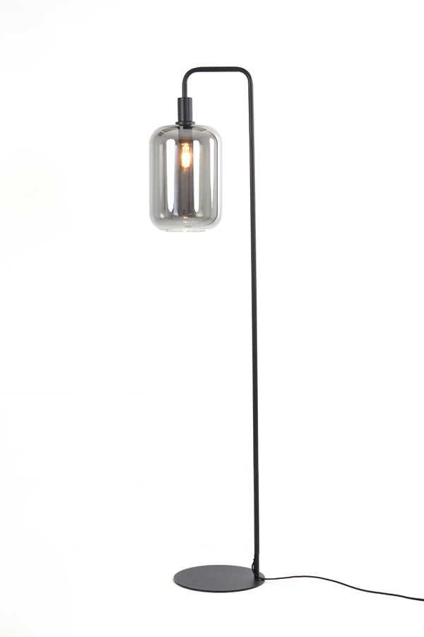 Elegant Lekar Black Floor Lamp with Smoked Glass, 35.5x28x155 cm