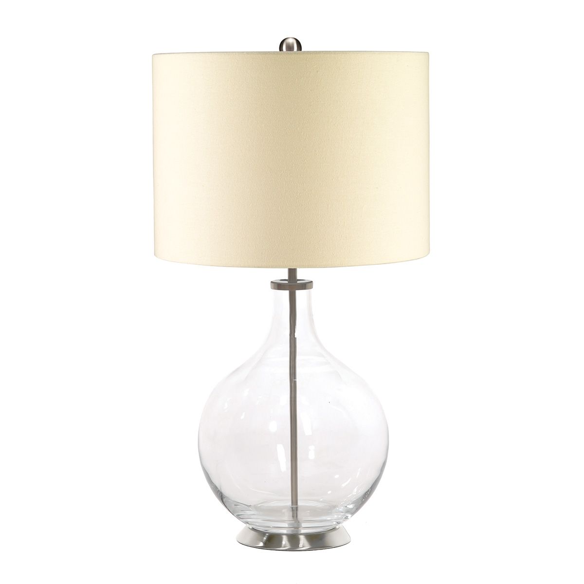 Luminous Glass Sphere Table Lamp with Cream Linen Shade
