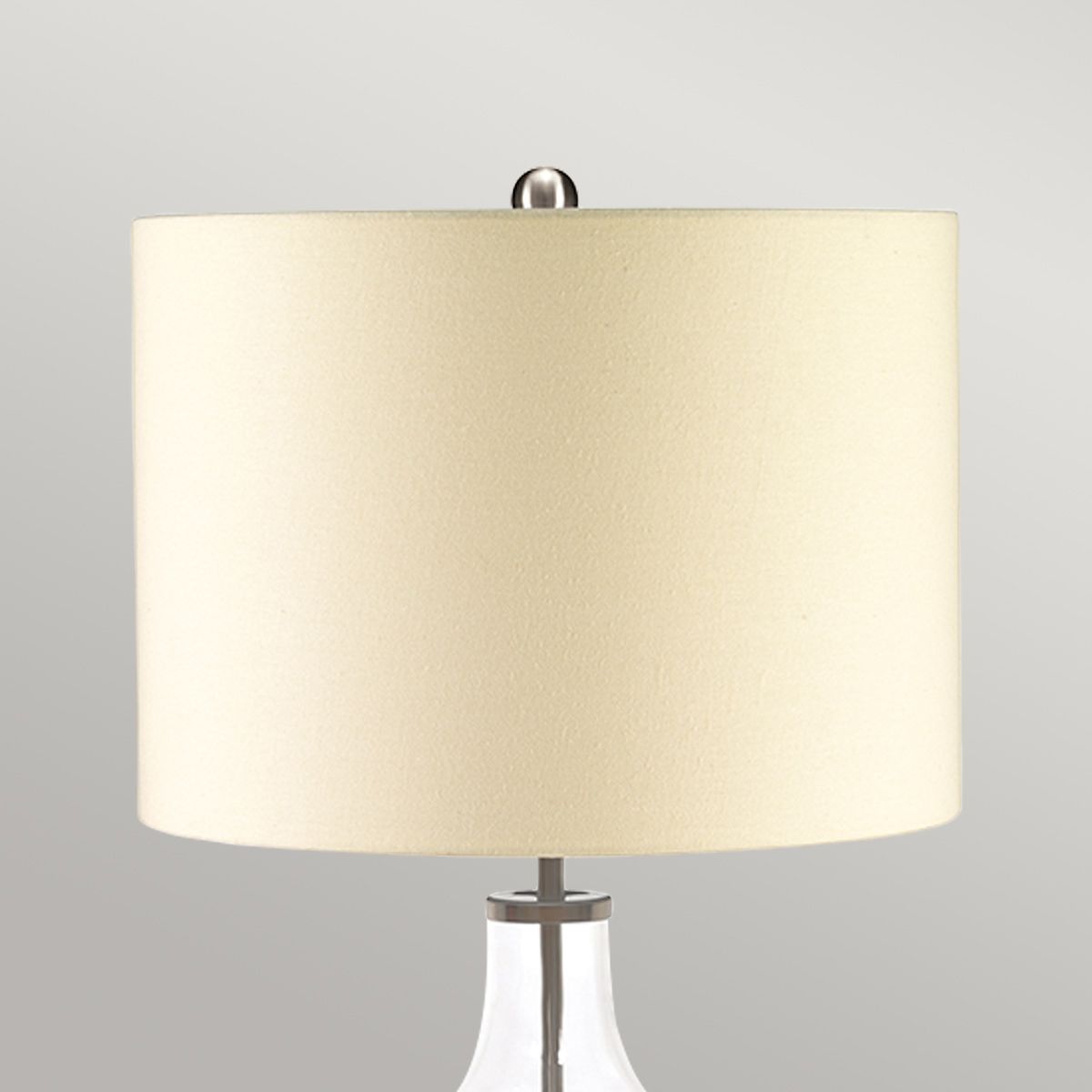 Luminous Glass Sphere Table Lamp with Cream Linen Shade