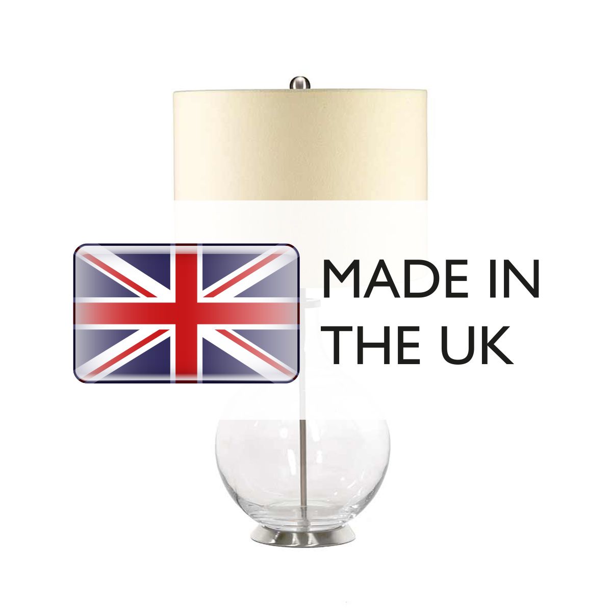 Luminous Glass Sphere Table Lamp with Cream Linen Shade