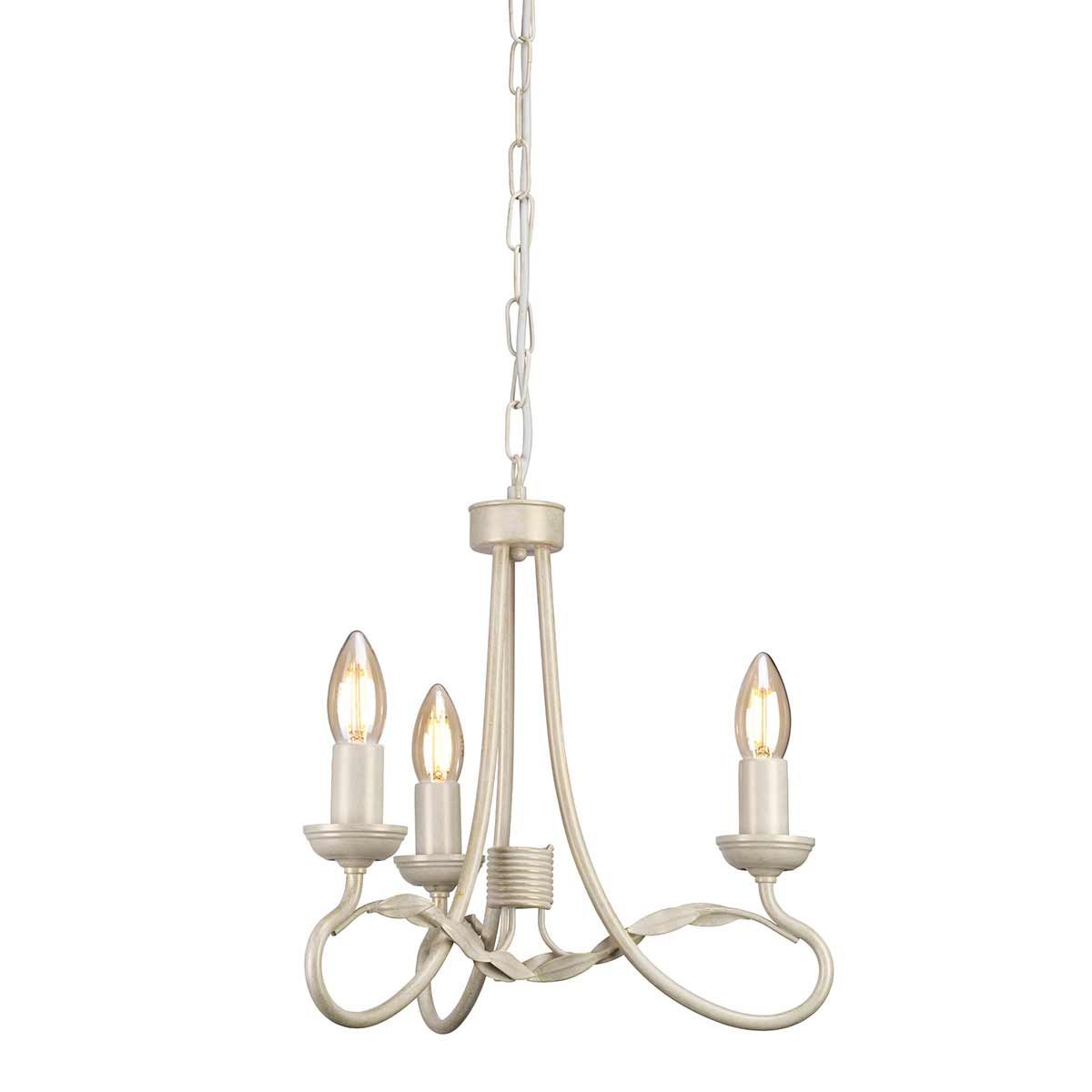 Olivia Elegance 3-Light Handcrafted Chandelier in Ivory and Gold