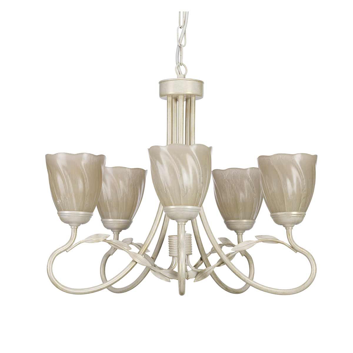 Ivory & Gold Elegance: Olivia 5-Light Chandelier