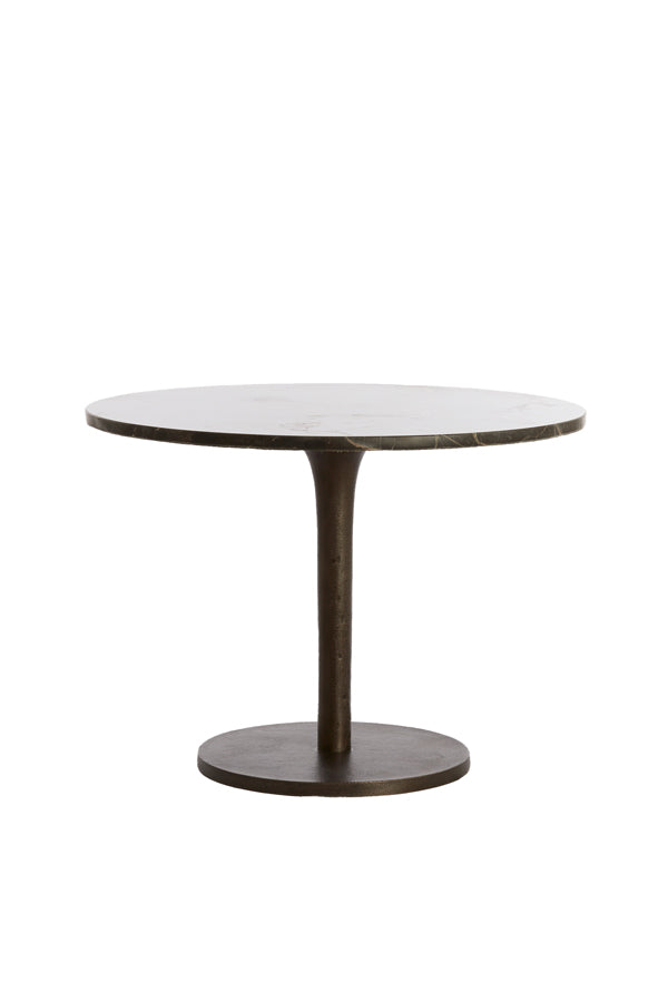 Round Dark Brown Marble Side Table – 61x41 cm