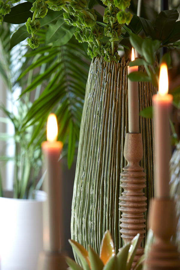 Elegant Dark Green Ceramic Vase Ø24.5x52 cm - Kopra Collection