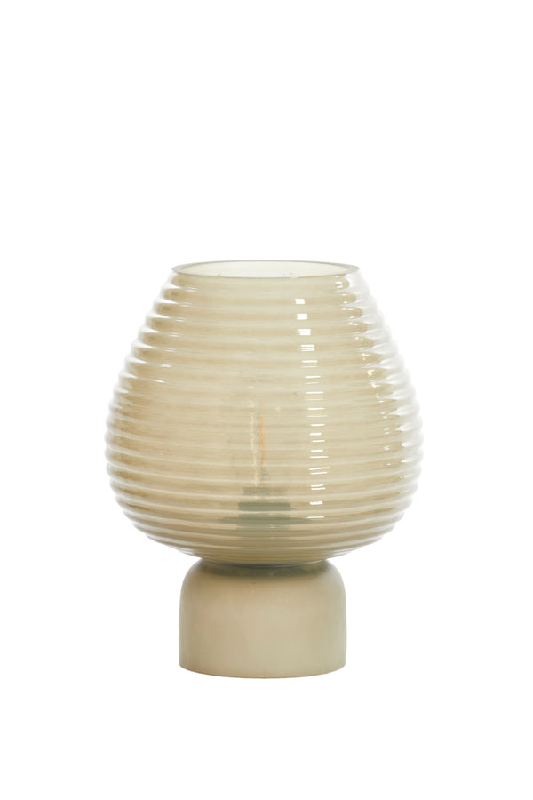 LED Glass Table Lamp, Green and Grey, 18x23 cm Alenna Design
