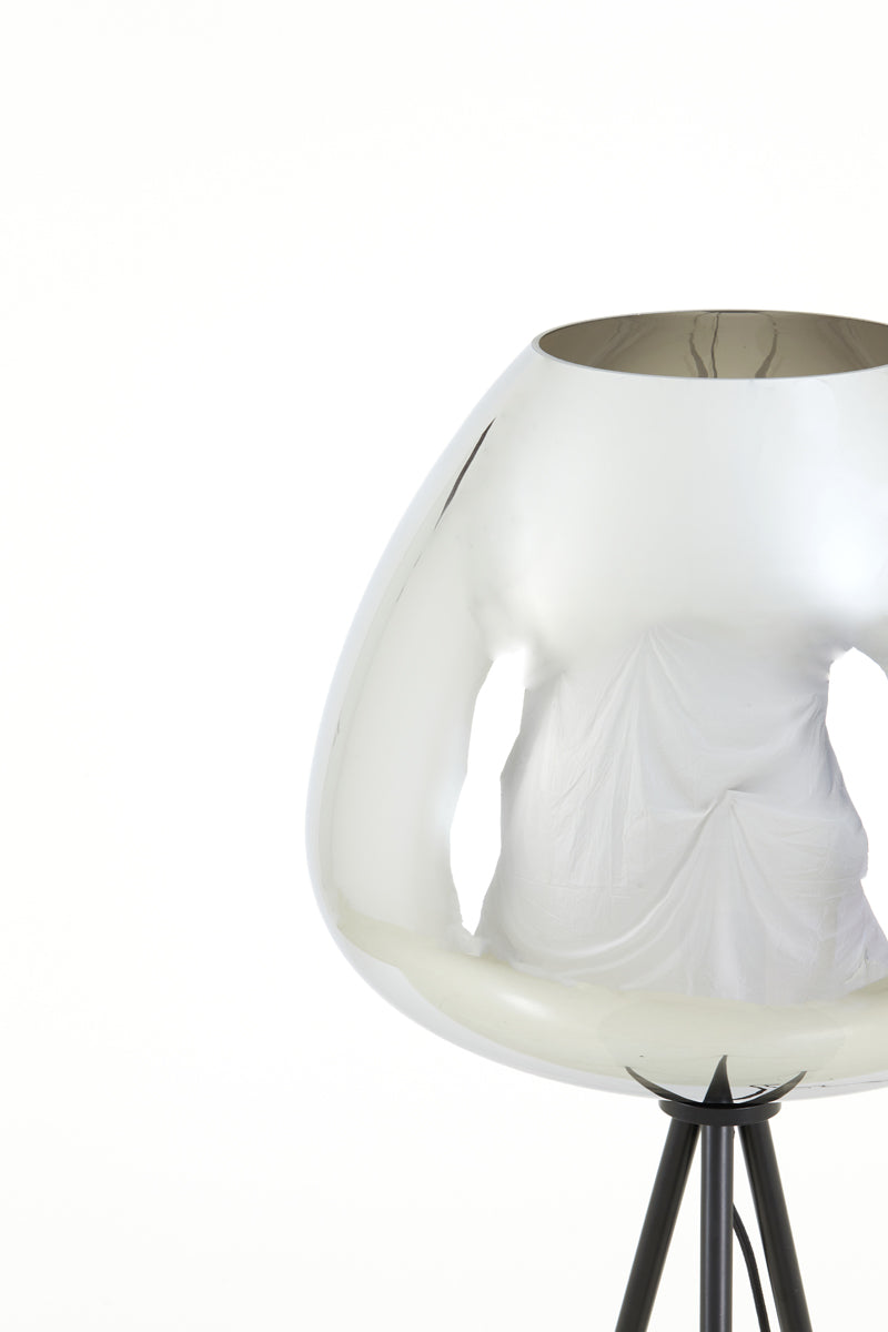 Tripod Floor Lamp with Smoked Glass Shade and Matte Black Finish, Ø42x146 cm Mayson