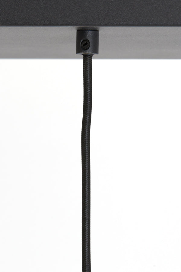 Suspended Trio Pendant Light with Black Frame and Smoked Glass Globes