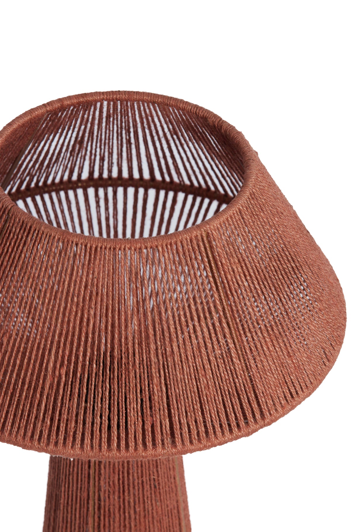 Brick Red Jute Table Lamp - Diameter 30cm, Height 47cm (Model: Fugia)