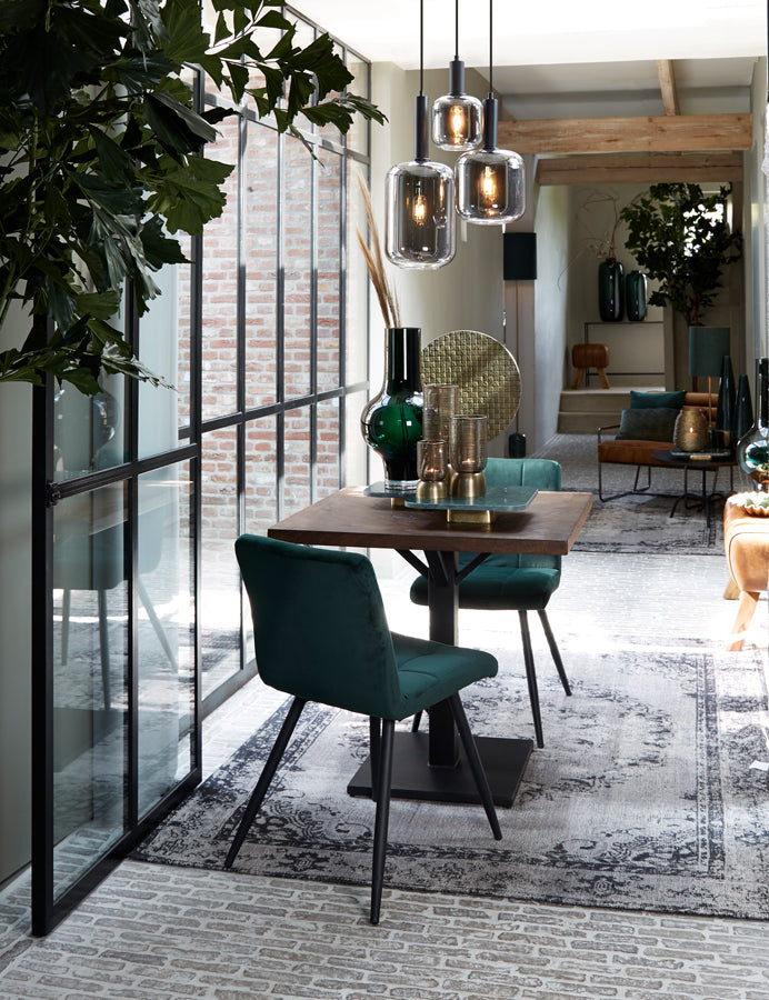 Suspended Elegance: Black & Smoked Glass Pendant Lamp Ø22x52 cm