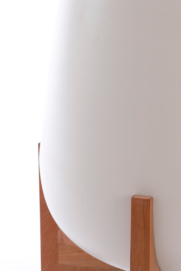 Elegant Karuna Wood Planter with Matte Cream Finish, Ø44x53 cm