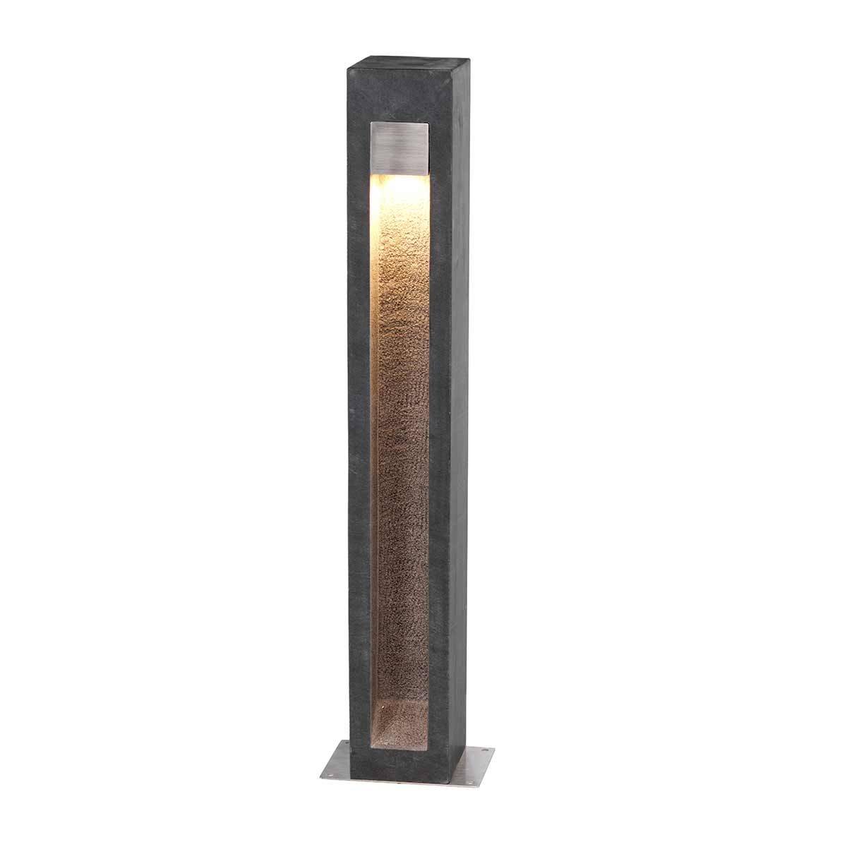 ParkstoneLED Modern Basalt Bollard with Stainless Steel Accents