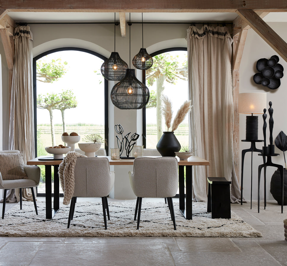 Handwoven Natural-Black Xamuri Rug, 300x200 cm