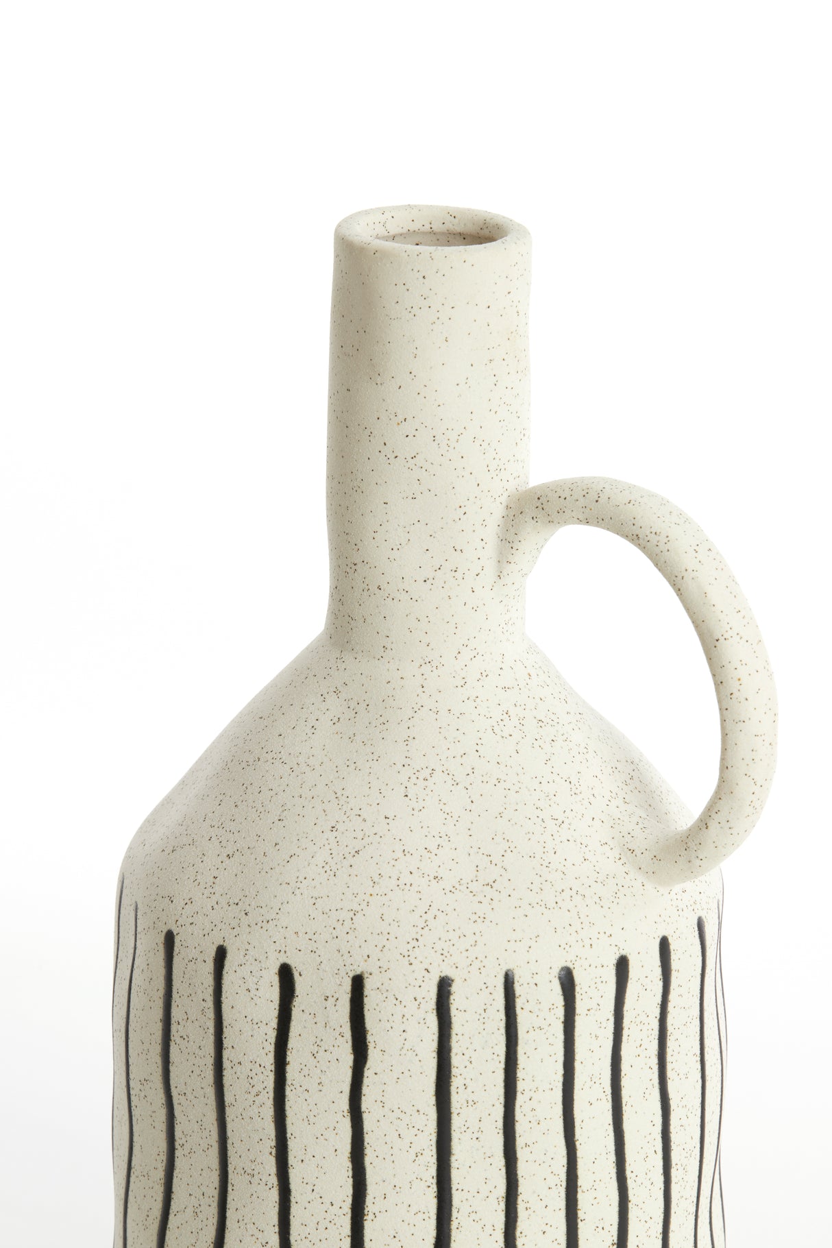 Elegant Ceramic Vase in Matte Cream and Black, 18.5x16.5x35.5 cm by Jonai