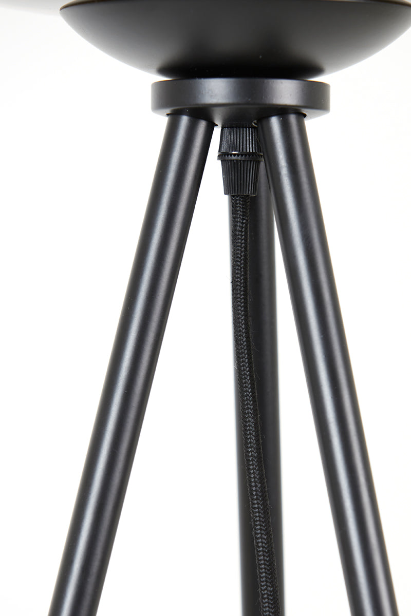 Tripod Floor Lamp with Smoked Glass Shade and Matte Black Finish, Ø42x146 cm Mayson