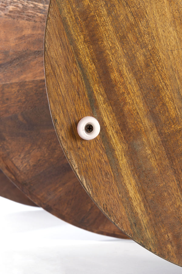 Round Mango Wood Side Table 45x60 cm in Brown Finish