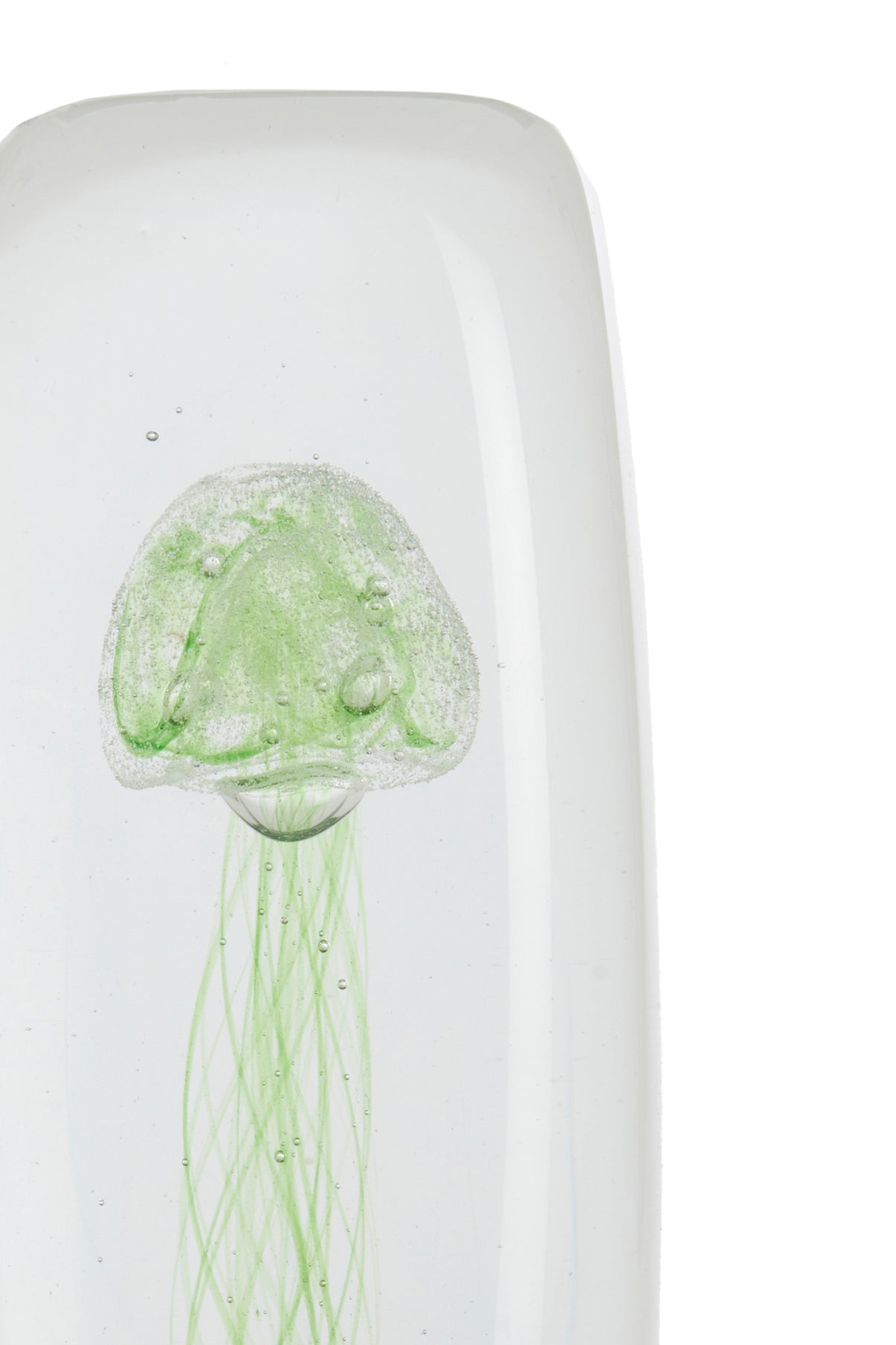 Sea Glass Jellyfish Ornament, 6x6x18.5 cm, Green