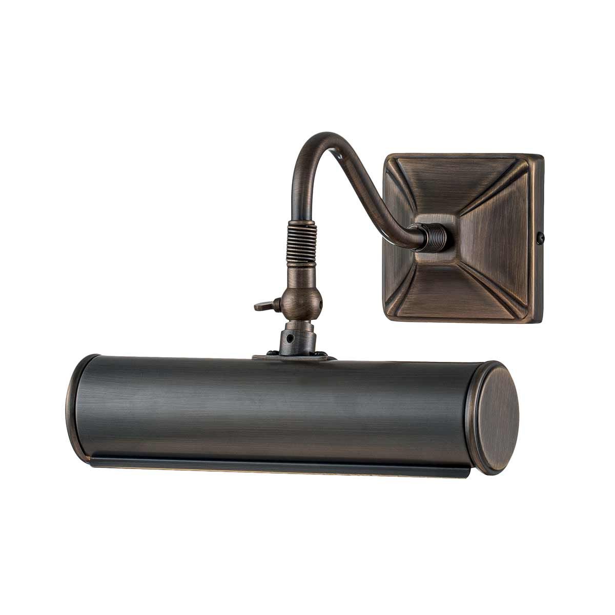 Sophisticated Compact Dark Bronze Wall-Mounted Picture Light, 19cm