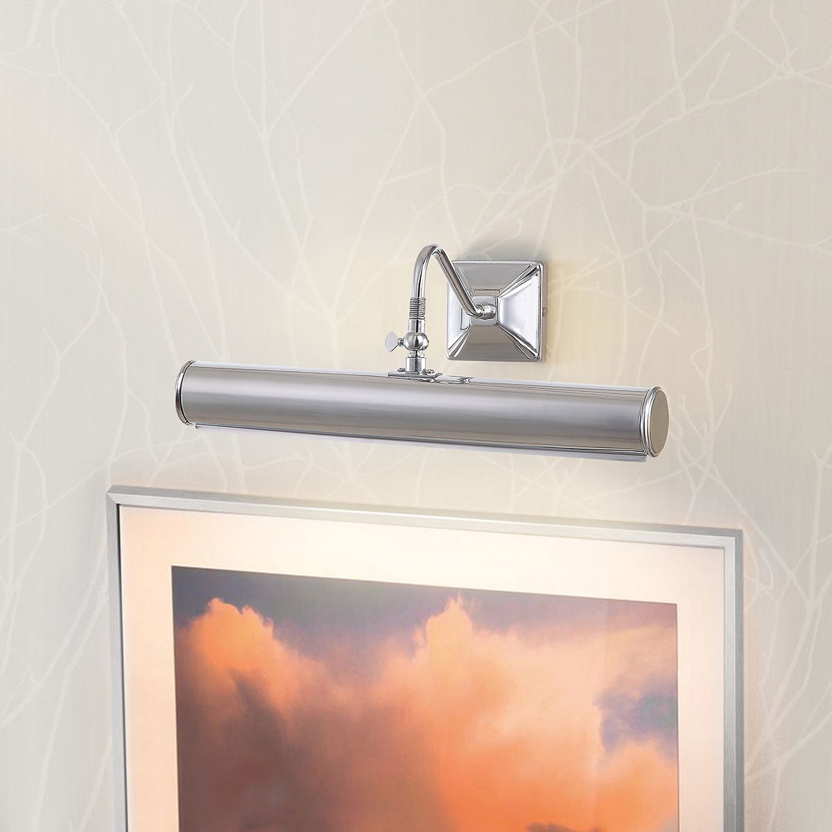 Elegant Polished Chrome Dual Light Fixture for Wall Art (360mm)