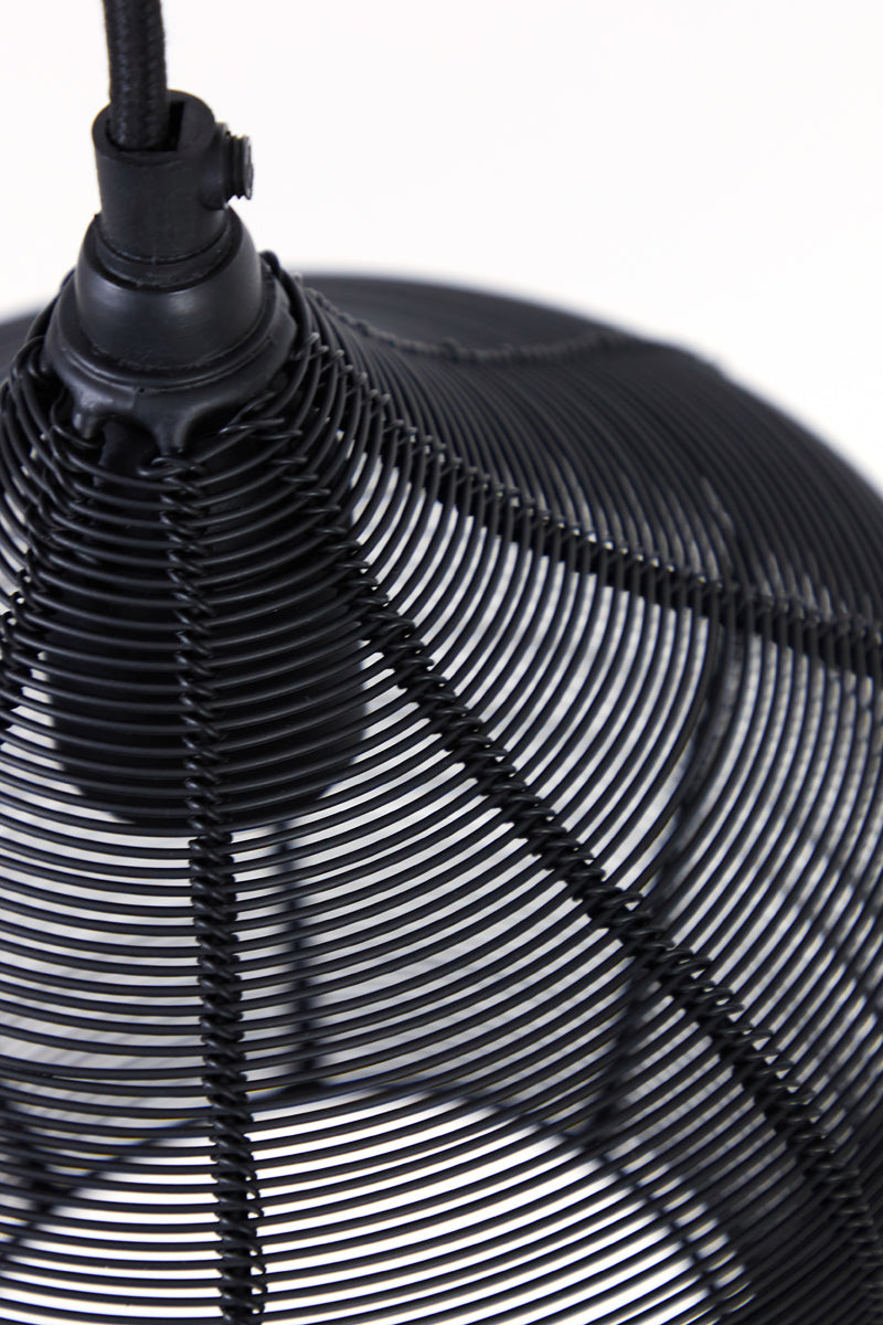 Suspended Five-Light Fixture Alvaro in Matte Black, 100x20x122 cm