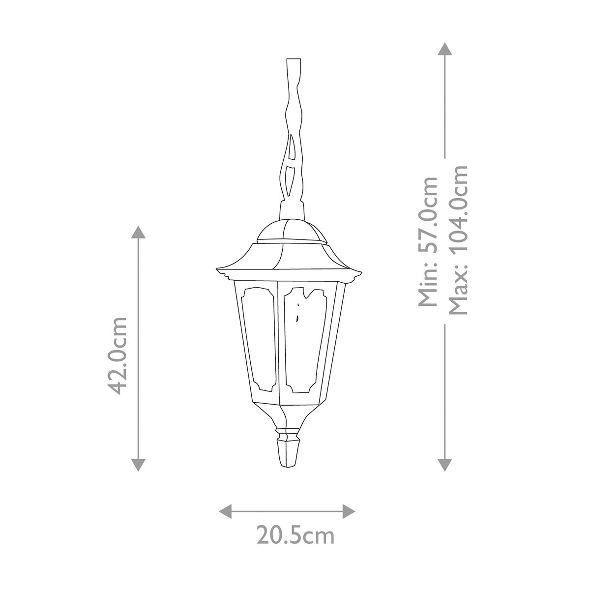 Parish 1 Light Chain Lantern Black