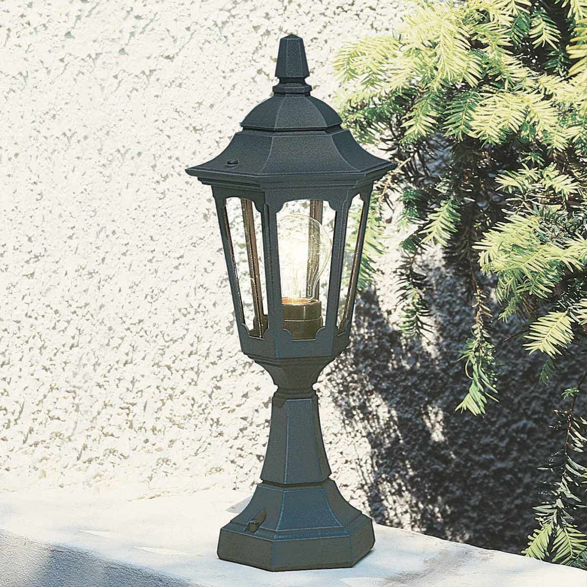 Elegant Black Parish Mini Pedestal Lantern