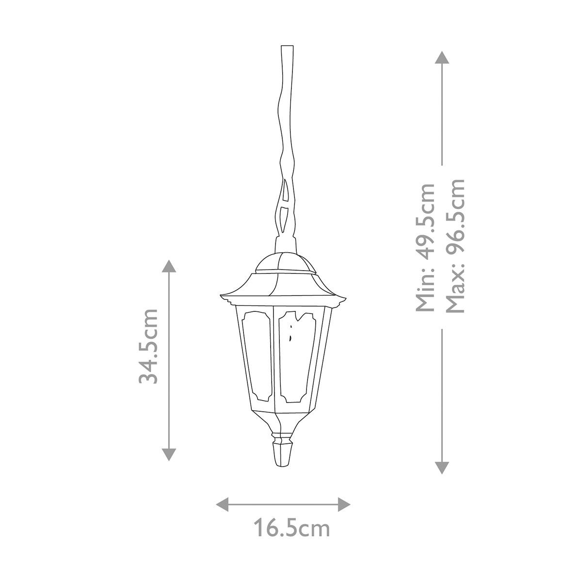 Parish Mini 1 Light Chain Lantern Black