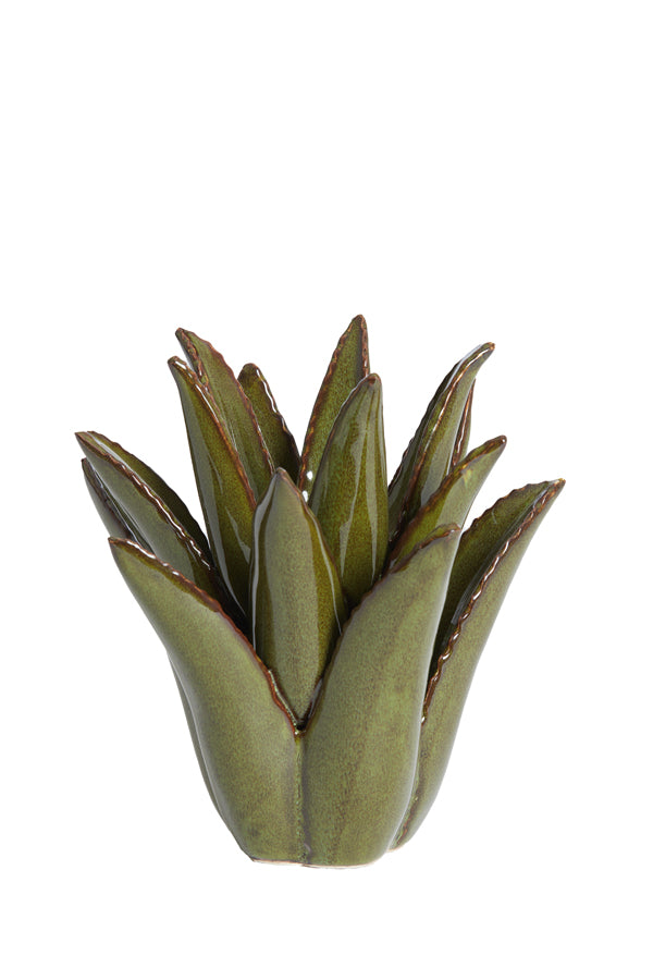 Cactus Ceramic Tealight Holder, Dark Green, 21cm