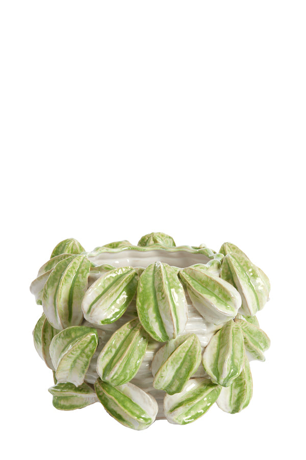 Carambola Ceramic Vase 33.5x33x23 cm in Cream and Green