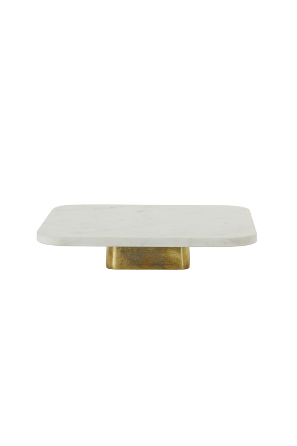 Marble and Bronze Dish on Stand 33x33x6.5 cm