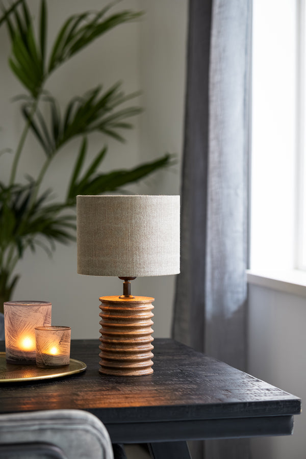 Elegant Wooden Lamp Base - Matte Brown Finish, 11x25 cm