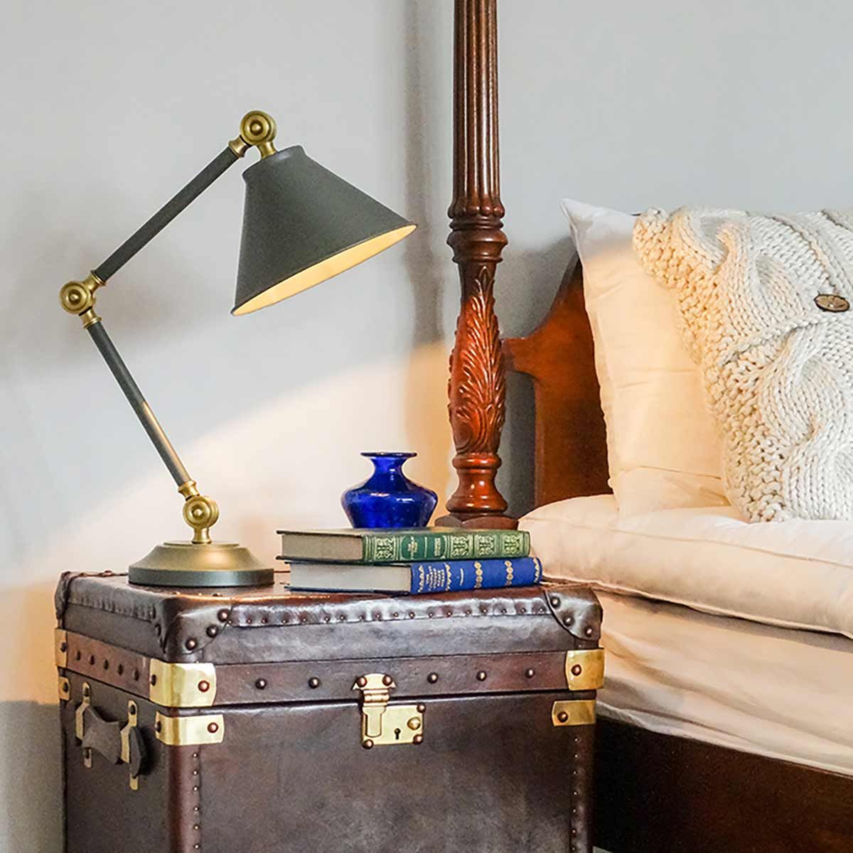 Provence Charm Mini Table Lamp in Dark Grey and Aged Brass