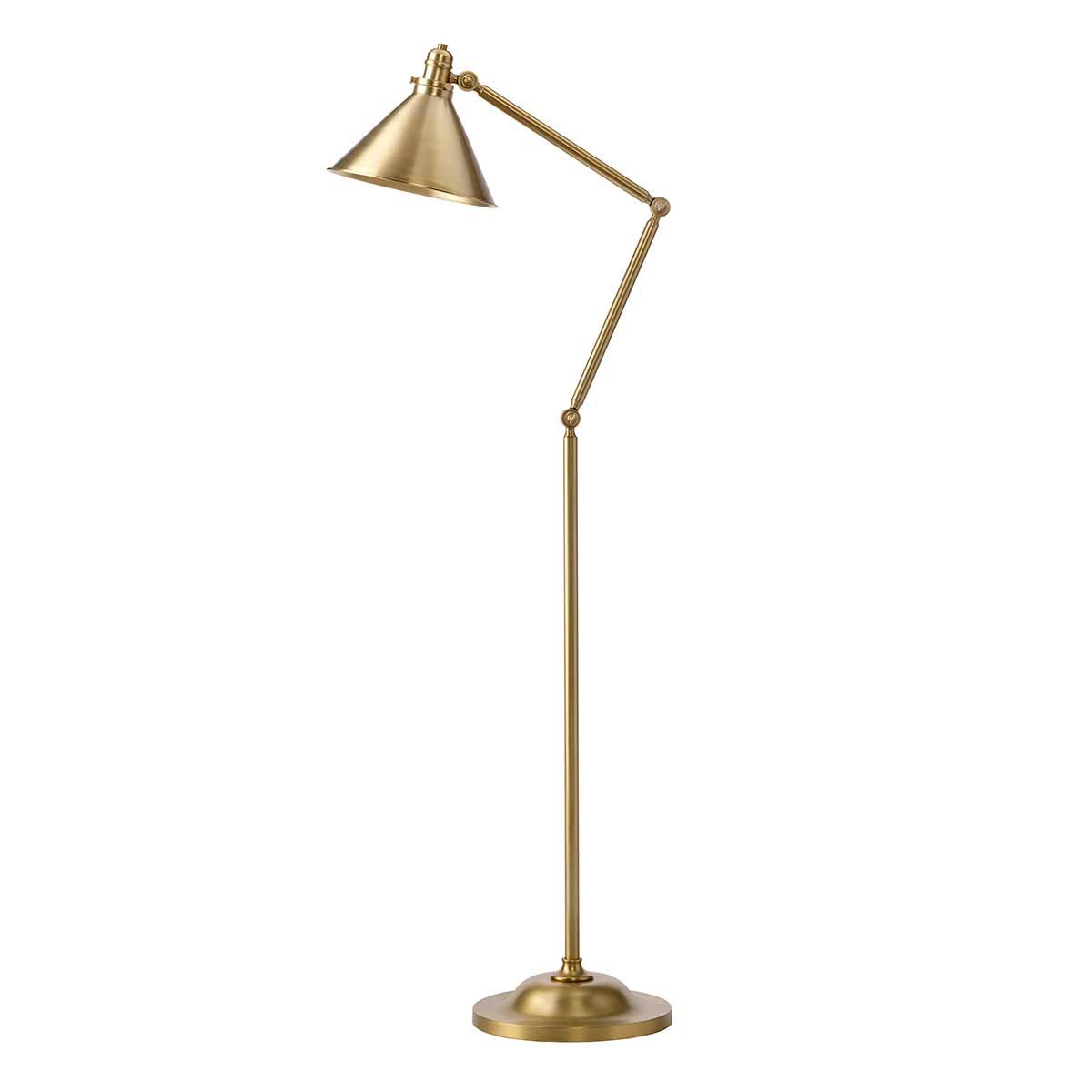 Vintage French Inspired Adjustable Floor Lamp in Aged Brass
