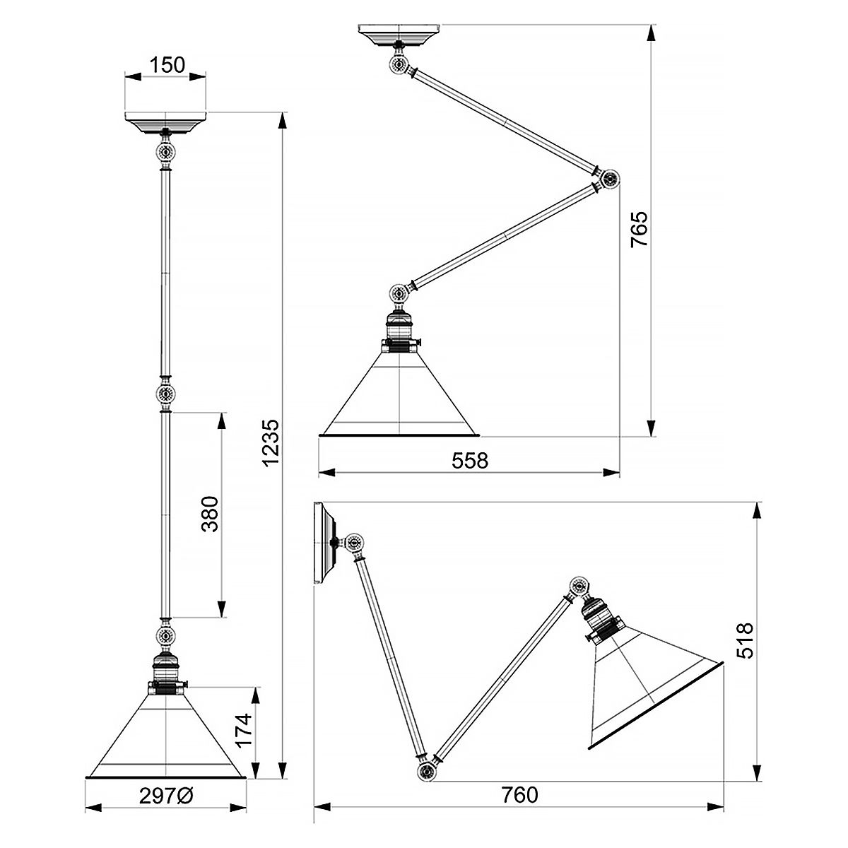 Provence Old Bronze Adjustable Wall Light/Pendant