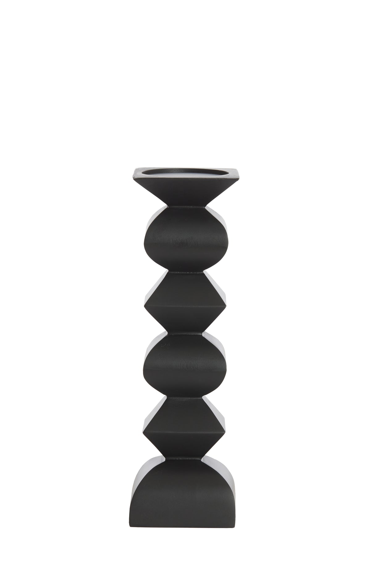 Elegant Black Wooden Candle Holder, 33.5 cm Tall