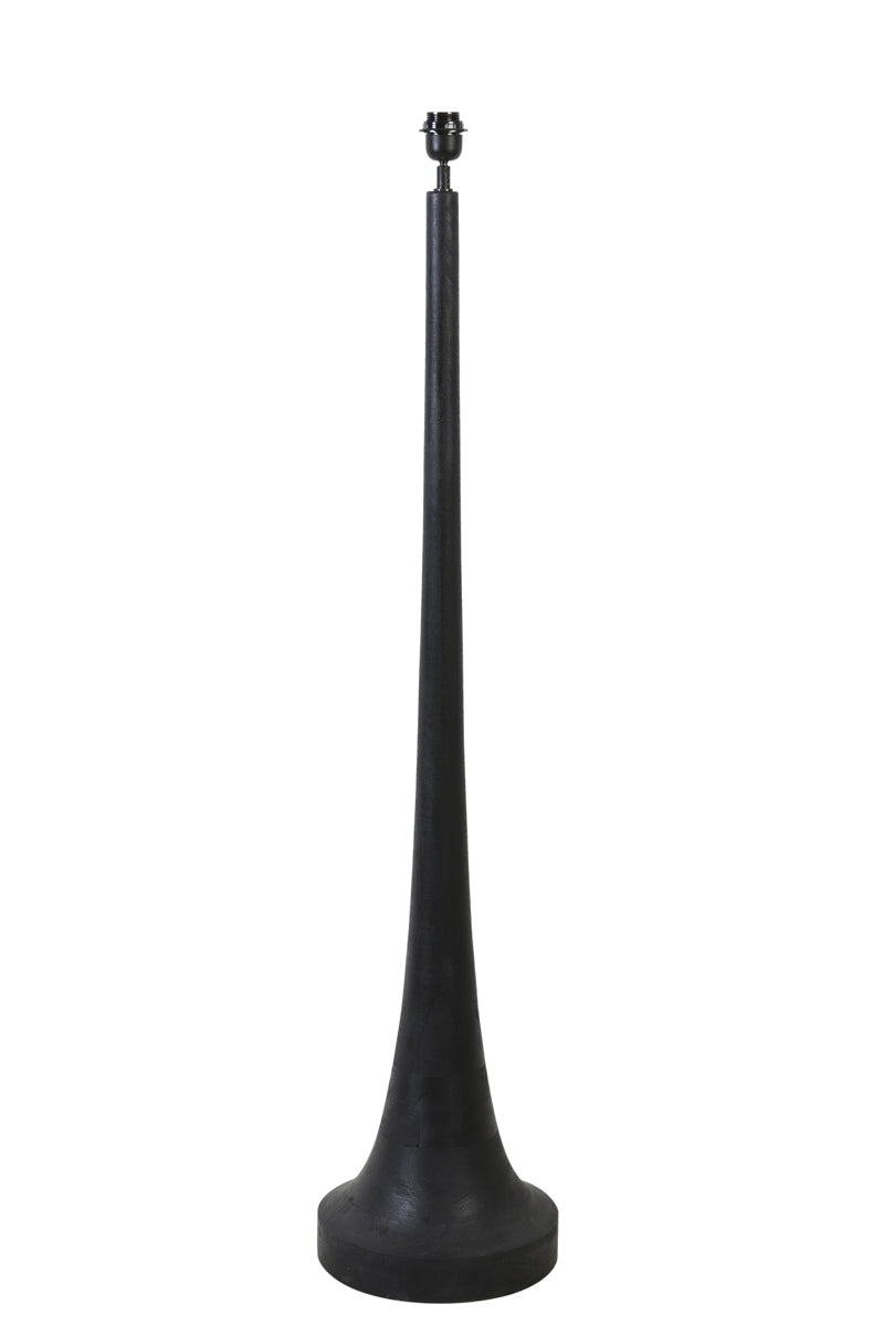 Elegant Black Matte Wooden Floor Lamp 25x135 cm