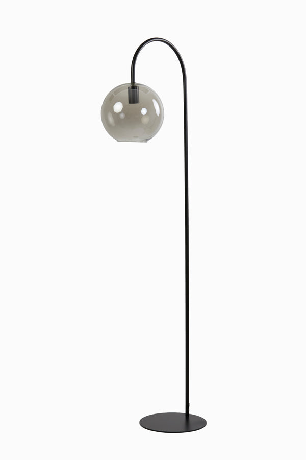 Elegant Floor Lamp with Matt Black Frame and Smoked Glass Elements, 45x28x158 cm