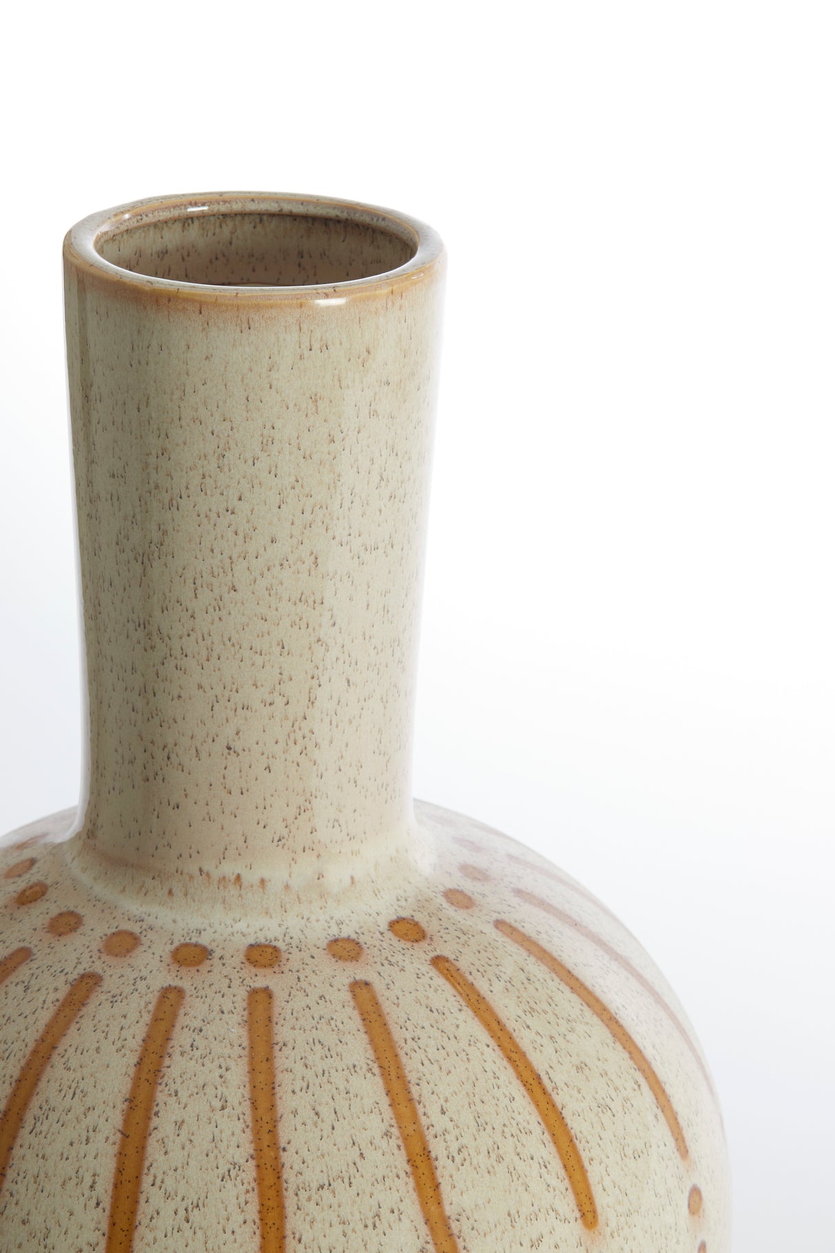 Elegant Ulloa Ceramic Vase in Shiny Cream and Brown - 34x52 cm