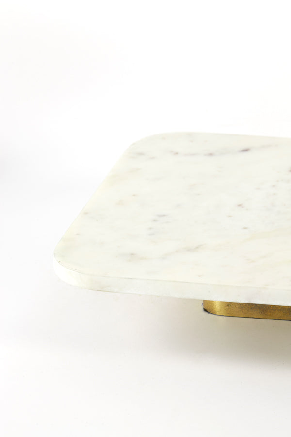 Marble and Bronze Dish on Stand 33x33x6.5 cm
