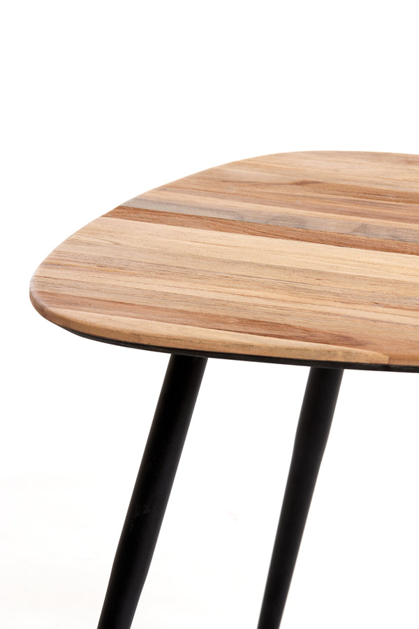 Set of 2 Rustic Coffee Tables - Natural Viejo Wood & Black Finish, Sizes 84x39x34cm & 84x39x39cm