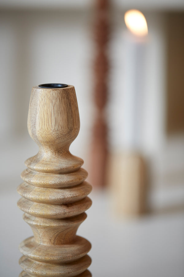 Handcrafted Natural Wood Candle Holder, 7.5x36 cm