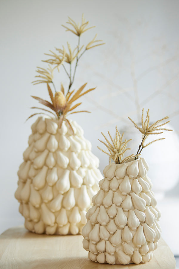 Garlic Cream Decorative Vase - 27x26.5x33 cm
